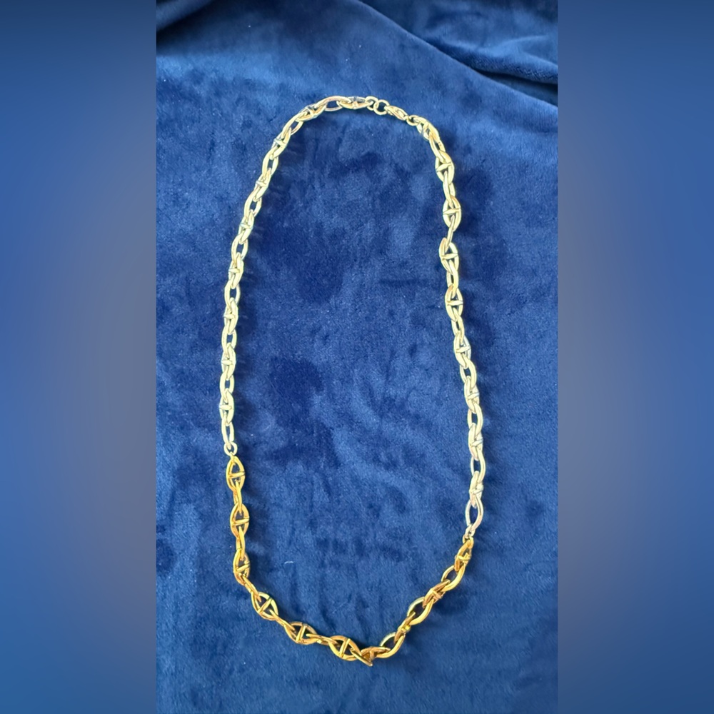 Silver and Gold-Tone Women's Chain Necklace - Elegant Linked Design